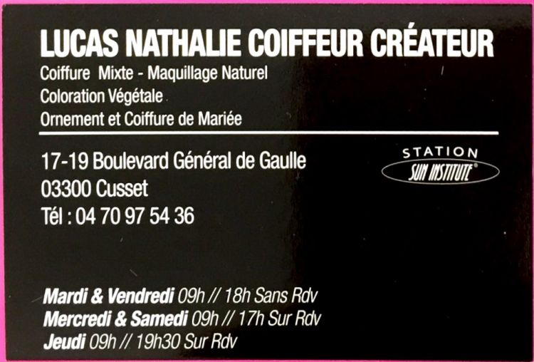 LUCAS NATHALIE COIFFEUR CRÉATEUR accepte la monnaie locale